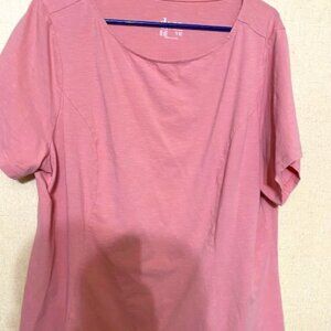 The Denim & Company Women's 2X Short Sleeve Pink T-Shirt
